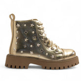Europeon Union Women Gold Leather Half Boot #3487